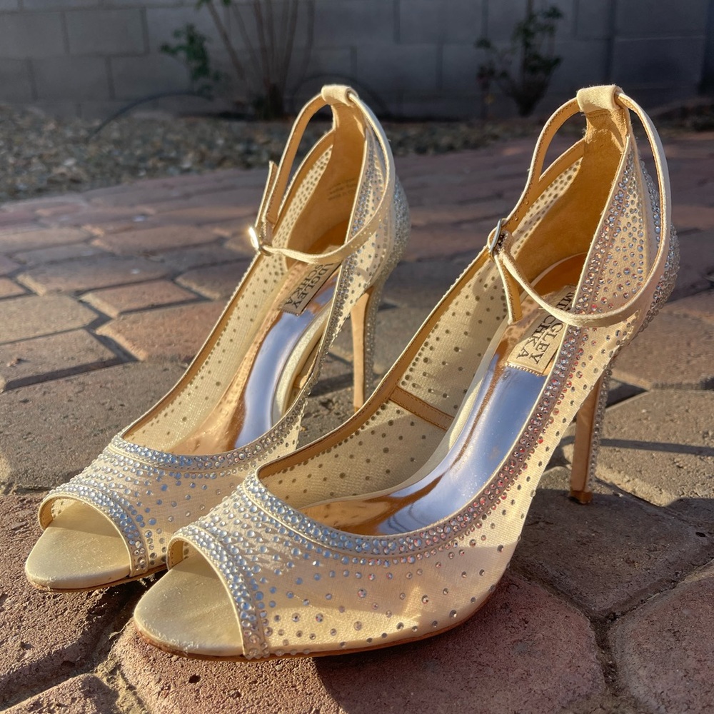 BADGLEY MISCHKA rhinestone heels